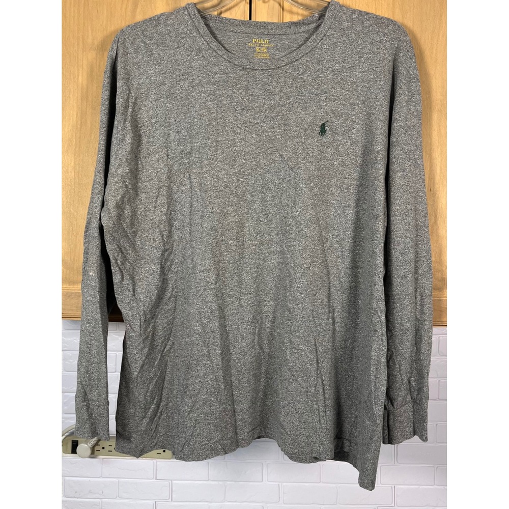 Polo Ralph Lauren Long Sleeve T-Shirt Mens XL Gray Crewneck Pony Logo